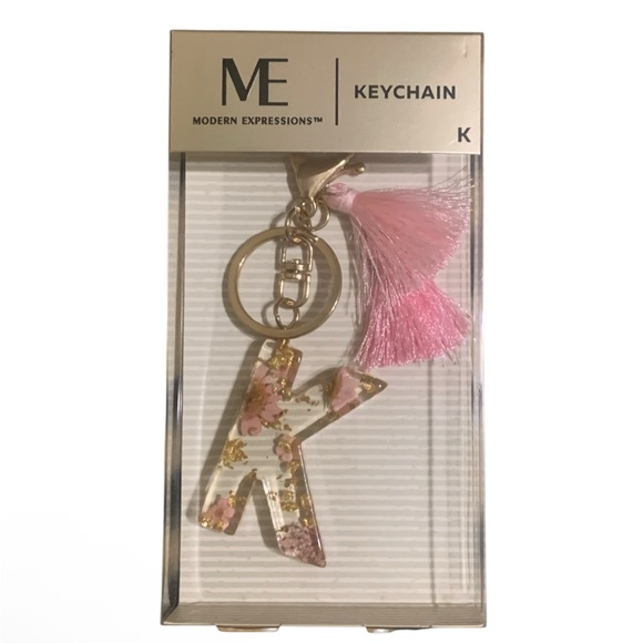 Expressions Accessories - NWT Modern Expressions Floral Monogram K Purse Charm/Keychain with Pink Tassel